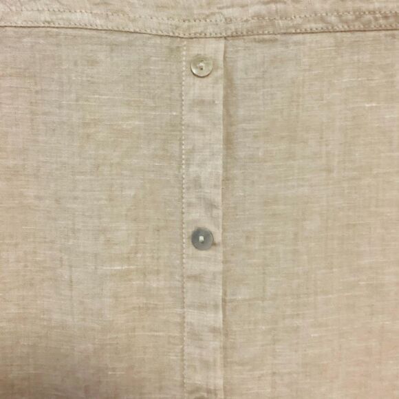 Sigrid Olsen Women's Linen Roll-tab Sleeve Button-up Shirt Top in Beige Medium - Picture 4 of 8